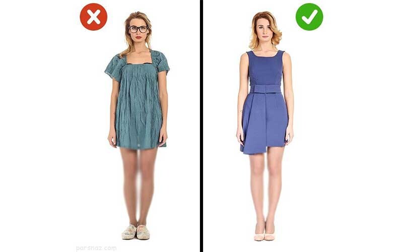 از پوشیدن لباس های گشاد خودداری شود,ترفند لباس پوشیدن برای قد بلند دیده شدن خانم ها